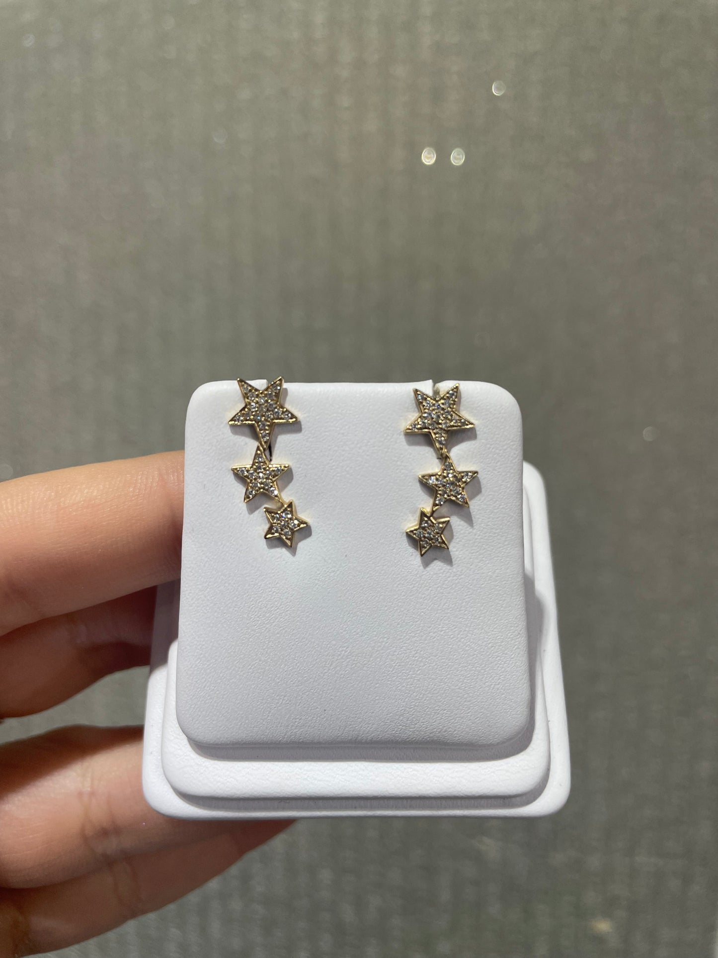 14K Yellow Gold Triple Pave Diamond Star Crawlers