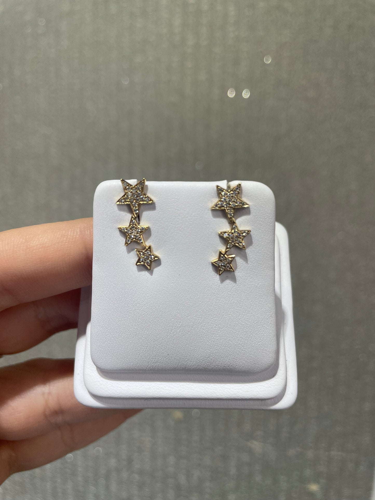 14K Yellow Gold Triple Pave Diamond Star Crawlers