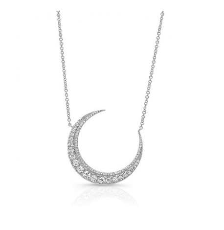 14KT CRESCENT MOON NECKLACE - Cabochon Fine Jewelry